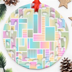 Color-blocks Round Filigree Ornament (two Sides) by nateshop