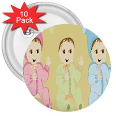 Happy 01 3  Buttons (10 Pack)  by nateshop