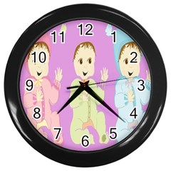 Happy 02 Wall Clock (black) by nateshop