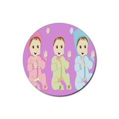 Happy 02 Rubber Round Coaster (4 Pack) by nateshop