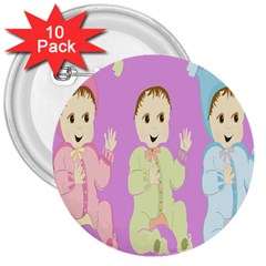 Happy 02 3  Buttons (10 Pack)  by nateshop