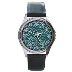 Leaves-012 Round Metal Watch by nateshop