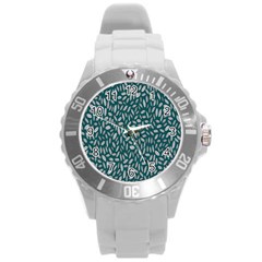 Leaves-012 Round Plastic Sport Watch (L)