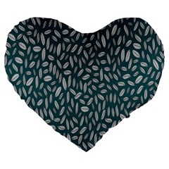 Leaves-012 Large 19  Premium Flano Heart Shape Cushions