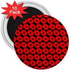 Charcoal And Red Peony Flower Pattern 3  Magnets (10 pack)  Front