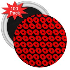 Charcoal And Red Peony Flower Pattern 3  Magnets (100 Pack) by GardenOfOphir