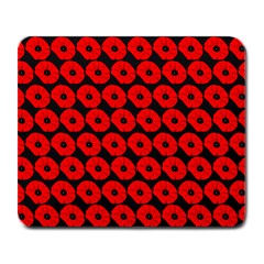 Charcoal And Red Peony Flower Pattern Large Mousepad by GardenOfOphir