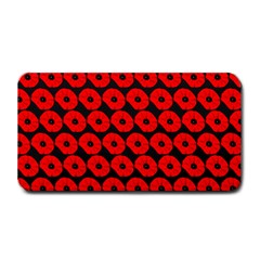 Charcoal And Red Peony Flower Pattern Medium Bar Mat by GardenOfOphir