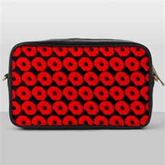 Charcoal And Red Peony Flower Pattern Toiletries Bag (one Side) by GardenOfOphir