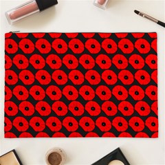 Charcoal And Red Peony Flower Pattern Cosmetic Bag (xxl) by GardenOfOphir