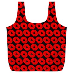 Charcoal And Red Peony Flower Pattern Full Print Recycle Bag (xl) by GardenOfOphir