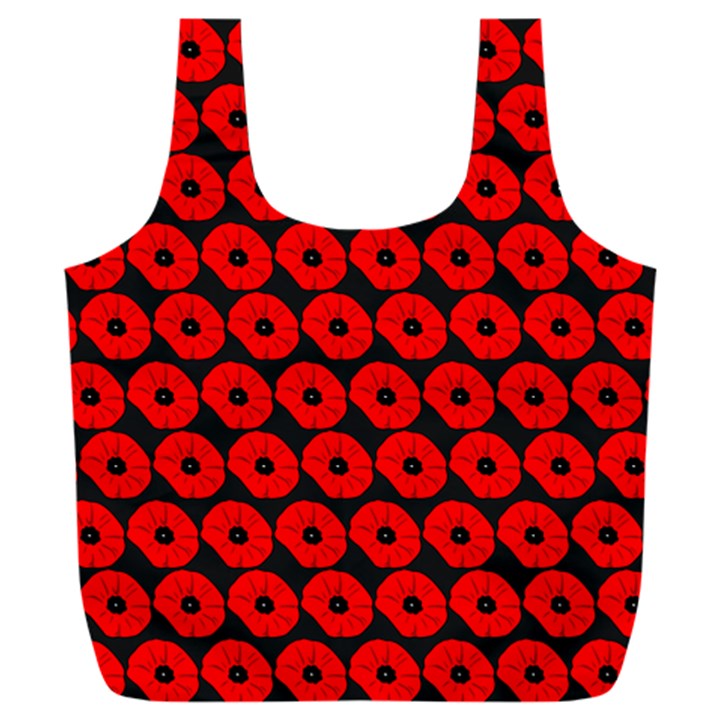 Charcoal And Red Peony Flower Pattern Full Print Recycle Bag (XXL)