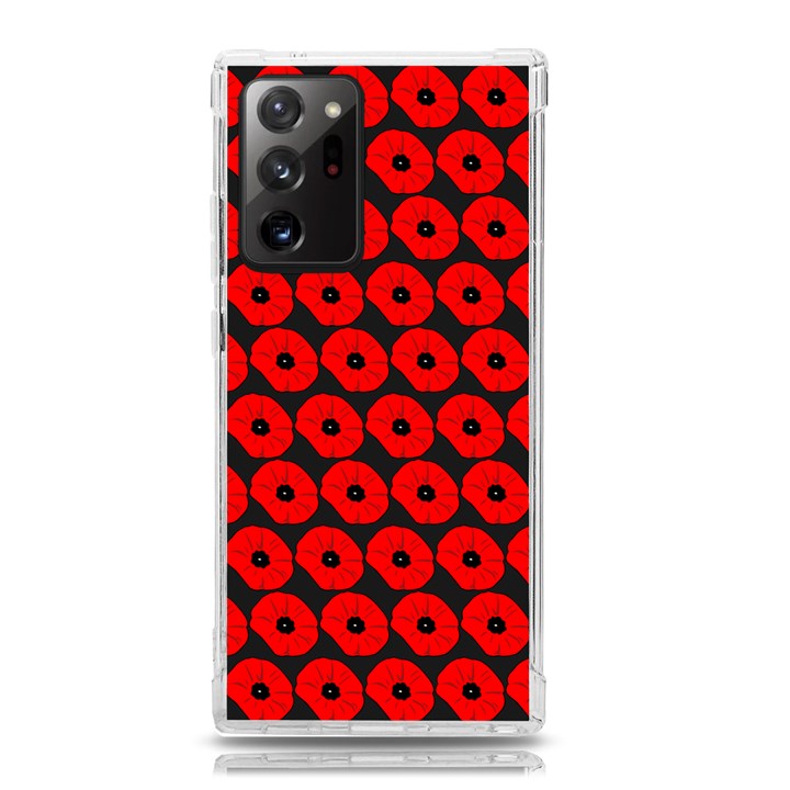 Charcoal And Red Peony Flower Pattern Samsung Galaxy Note 20 Ultra TPU UV Case