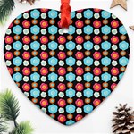 Colorful Floral Pattern Ornament (Heart) Front