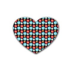 Colorful Floral Pattern Rubber Coaster (heart) by GardenOfOphir