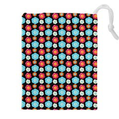 Colorful Floral Pattern Drawstring Pouch (4xl) by GardenOfOphir