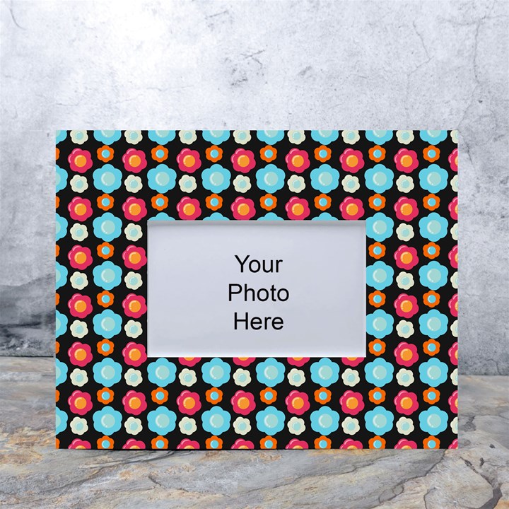 Colorful Floral Pattern White Tabletop Photo Frame 4 x6 