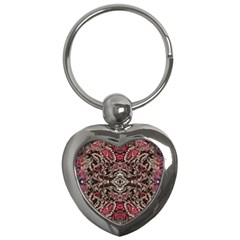 Pink Brown Liquify Repeats Iii Key Chain (heart) by kaleidomarblingart