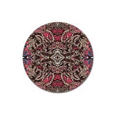 Pink Brown Liquify Repeats Iii Magnet 3  (round) by kaleidomarblingart