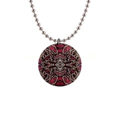 Pink Brown Liquify Repeats Iii 1  Button Necklace