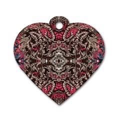 Pink Brown Liquify Repeats Iii Dog Tag Heart (one Side) by kaleidomarblingart