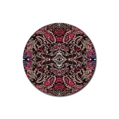 Pink Brown Liquify Repeats Iii Rubber Coaster (round) by kaleidomarblingart