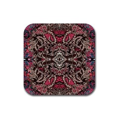 Pink Brown Liquify Repeats Iii Rubber Coaster (square) by kaleidomarblingart