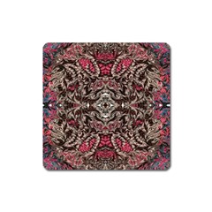 Pink Brown Liquify Repeats Iii Square Magnet by kaleidomarblingart