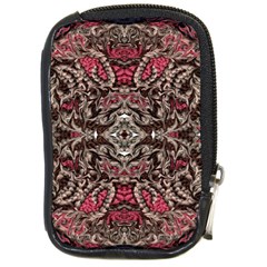 Pink Brown Liquify Repeats Iii Compact Camera Leather Case by kaleidomarblingart