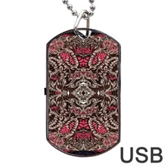 Pink Brown Liquify Repeats Iii Dog Tag Usb Flash (one Side) by kaleidomarblingart