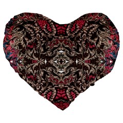 Pink Brown Liquify Repeats Iii Large 19  Premium Flano Heart Shape Cushions by kaleidomarblingart