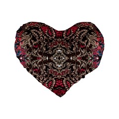 Pink Brown Liquify Repeats Iii Standard 16  Premium Flano Heart Shape Cushions by kaleidomarblingart