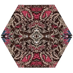 Pink Brown Liquify Repeats Iii Wooden Puzzle Hexagon by kaleidomarblingart