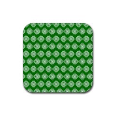 Abstract Knot Geometric Tile Pattern Rubber Coaster (square) by GardenOfOphir