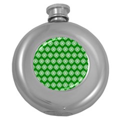 Abstract Knot Geometric Tile Pattern Round Hip Flask (5 Oz) by GardenOfOphir