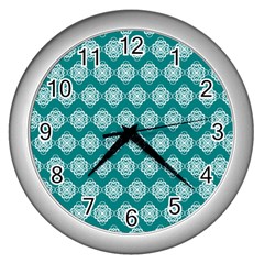 Abstract Knot Geometric Tile Pattern Wall Clock (silver) by GardenOfOphir