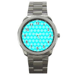 Abstract Knot Geometric Tile Pattern Sport Metal Watch by GardenOfOphir