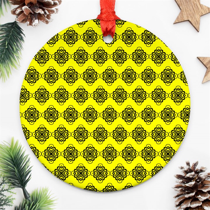 Abstract Knot Geometric Tile Pattern Round Ornament (Two Sides)