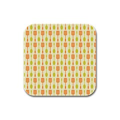 Spatula Spoon Pattern Rubber Square Coaster (4 Pack) by GardenOfOphir