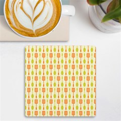 Spatula Spoon Pattern Uv Print Square Tile Coaster  by GardenOfOphir