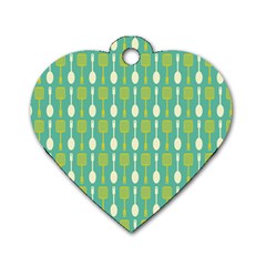 Spatula Spoon Pattern Dog Tag Heart (two Sides) by GardenOfOphir