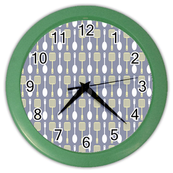 Spatula Spoon Pattern Color Wall Clock