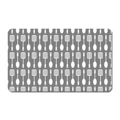 Gray And White Kitchen Utensils Pattern Magnet (rectangular) by GardenOfOphir