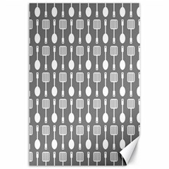 Gray And White Kitchen Utensils Pattern Canvas 12  X 18  by GardenOfOphir