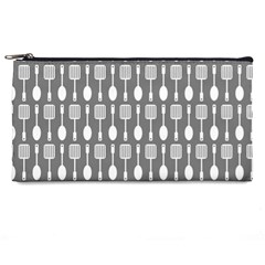 Gray And White Kitchen Utensils Pattern Pencil Case by GardenOfOphir