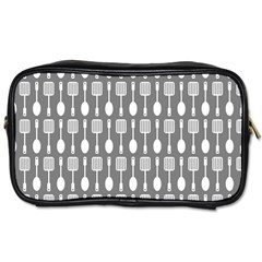 Gray And White Kitchen Utensils Pattern Toiletries Bag (one Side) by GardenOfOphir