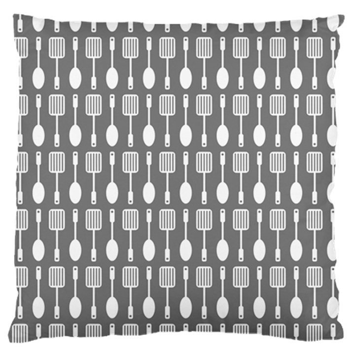 Gray And White Kitchen Utensils Pattern Large Cushion Case (Two Sides)