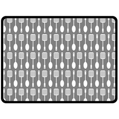 Gray And White Kitchen Utensils Pattern Two Sides Fleece Blanket (large) by GardenOfOphir