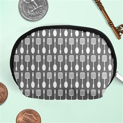 Gray And White Kitchen Utensils Pattern Accessory Pouch (medium) by GardenOfOphir