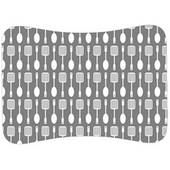 Gray And White Kitchen Utensils Pattern Velour Seat Head Rest Cushion by GardenOfOphir